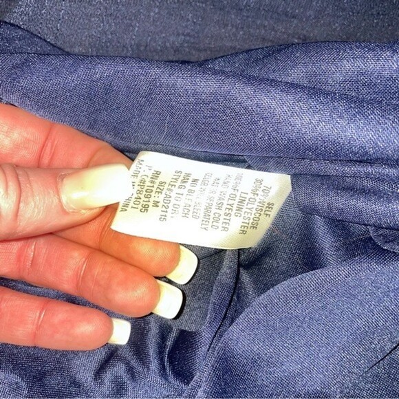 Annabelle A'GACI Sleeveless High/low Dress ruffle top Navy Blue belted SZ M - Picture 4 of 10